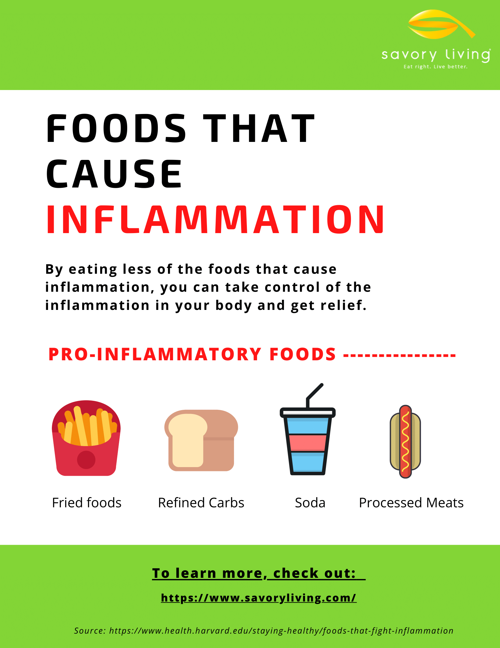 Foods that cause inflammation infographic